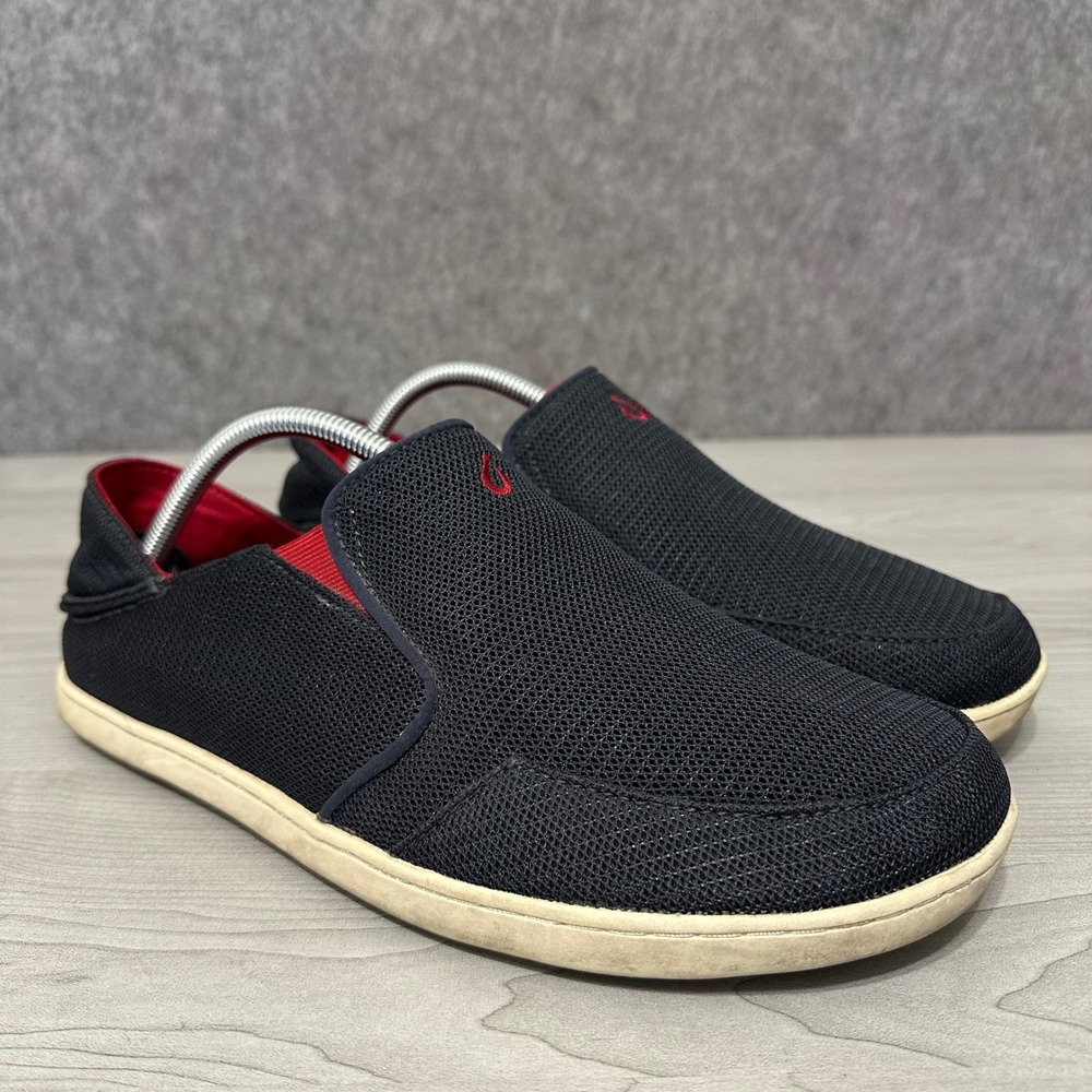 OluKai Nohea Mesh Slip On Shoes Mens 10 Black Red Casual Loafers 10188-DG43